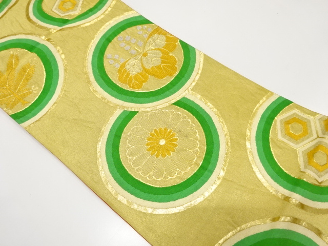 JAPANESE KIMONO / ANTIQUE FUKURO OBI / SILK / WOVEN YOUNG PINE